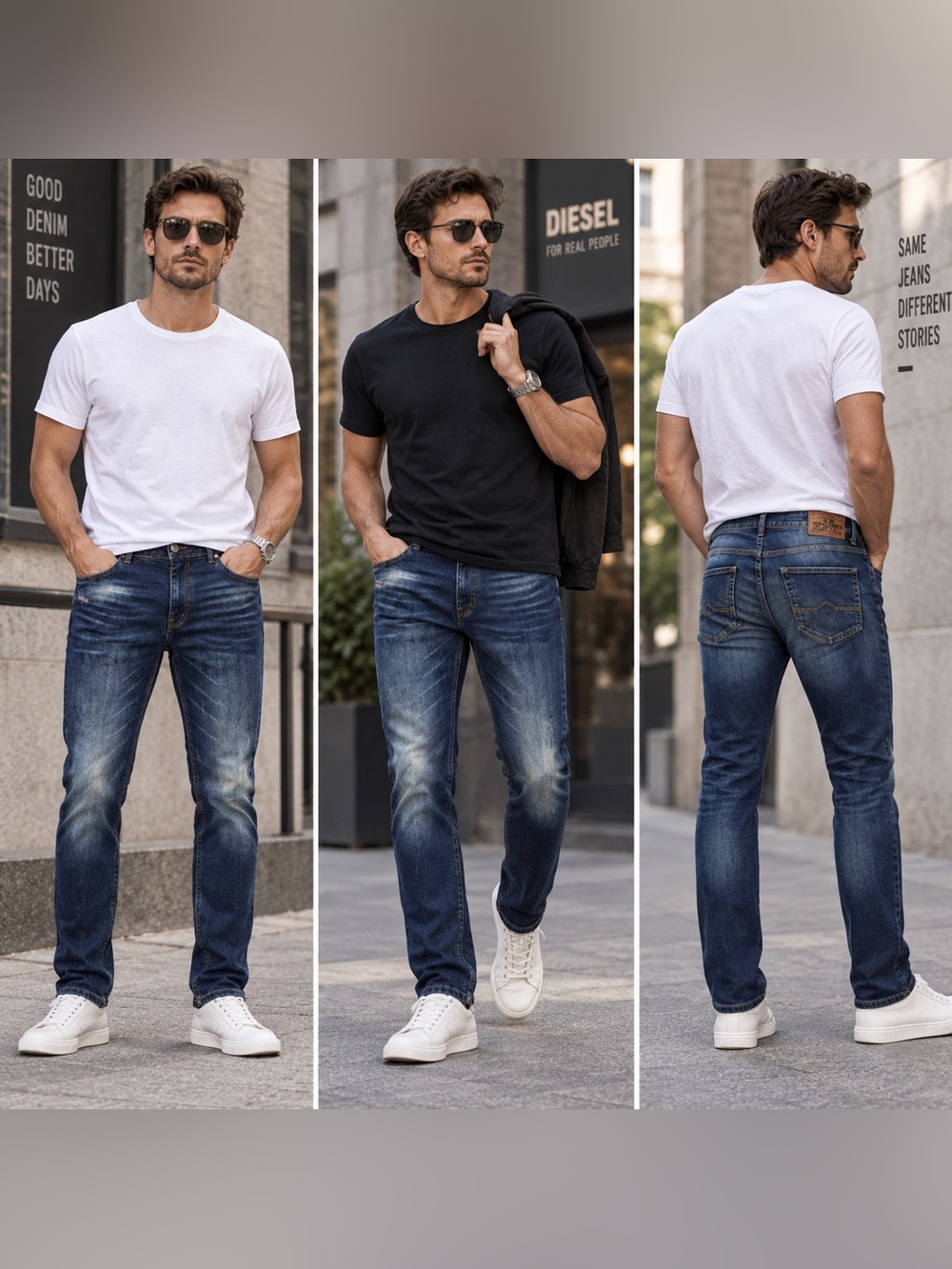 Diesel Industry Men's Dark Blue Washed Jeans- Straight Leg Made in Italy Y2K